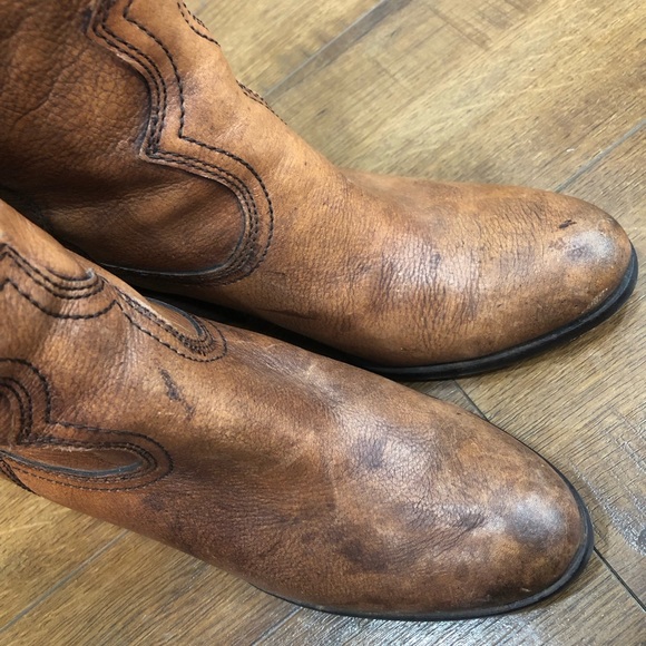Lucky Brand Leather Cowboy Boots Women’s Size 8.5 Distressed Look - Picture 6 of 11